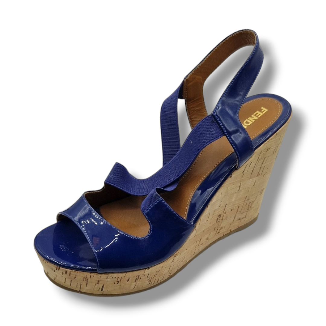 Fendi Blue Cork Wedge